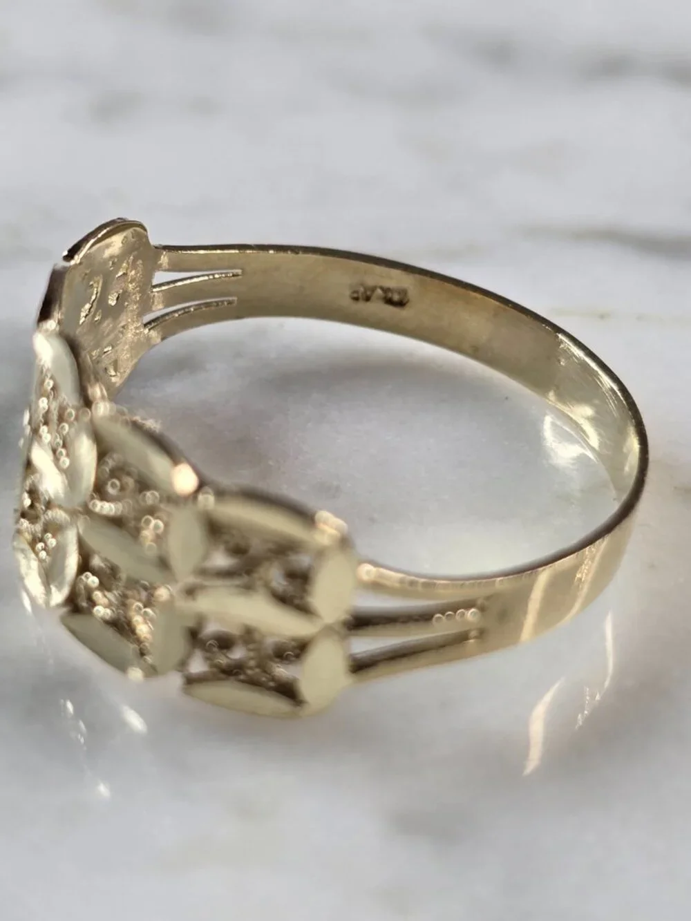 Womens 10K Yellow Gold Modernist Filigree Ring 1.5g E7941